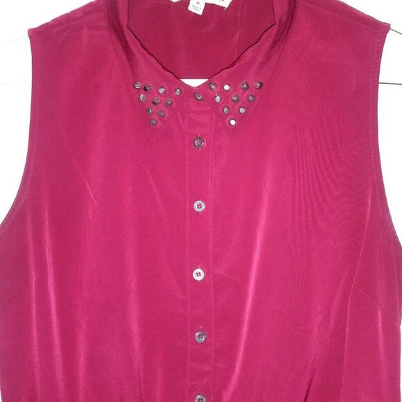 Anthropologie Olive & Oak cocktail Dress Studded collar Burgundy keyhole back - Picture 4 of 9